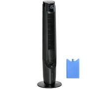 HOMCOM Enfriador de Aire 60W Silencioso con Mando a Distancia 3 Velocidades 4 Modos Oscilación 70° Pantalla LED Táctil y Temporizador 12h para Dormitorio Salón 31,5x31,5x107 cm Negro Black