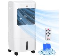 HOMCOM Enfriador de Aire Portátil 3 en 1 Tanque de Agua 15L Climatizador Evaporativo Oscilante con 3 Velocidades Control Remoto Blanco