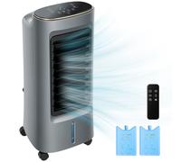 HOMCOM Enfriador de aire portátil 4 en 1 humidificador purificador ventilador, oscilación 90°, 4 velocidades, 3 modos, gris Aosom España