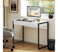 HOMCOM Escritorio 100x50 cm Mesa para ordenador Mesa de oficina con 2 cajones Estructura de acero Habitación pequeña Oficina en casa Negro Negro