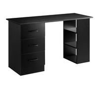 HOMCOM Escritorio con 3 cajones y 3 estantes, 120x49x72 cm, Negro | Escritorio que ahorra espacio, gran superficie de madera, mesa de trabajo para habitación infantil, estudio, oficina