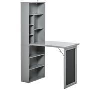 HOMCOM Escritorio con almacenaje plegable de pared abatible con estantería puesto de trabajo tablero de tiza y estante ajustable Aosom España