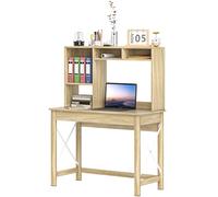 HOMCOM - Escritorio con Almacenamiento de Oficina, Biblioteca, Escritorio, de Madera, Moderno, con estantes y Gran Bandeja para Espacios pequeños, Oficina en casa, Dormitorio, 105 x 50 x 137,5 cm,