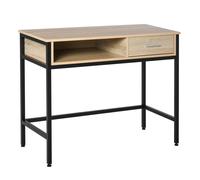 HOMCOM Escritorio con almacenamiento mesa escritorio Industrial escritorio ordenador con cajón estructura metal Negro Encimera madera Aosom España