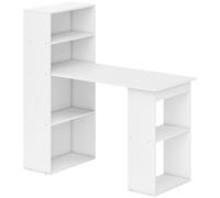 HOMCOM Escritorio con Estantería Librería Reversible Mesa de Ordenador con 6 Estantes de Almacenaje Estilo Moderno para Oficina Estudio Despacho 120x55x120 cm Blanco Aosom España