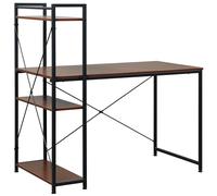 HOMCOM Escritorio con estantes de almacenamiento y biblioteca de 120 cm de diseño industrial en madera de nogal Aosom España