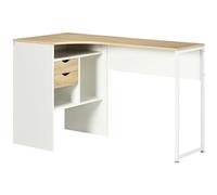 HOMCOM - Escritorio de escritorio con cajones y cajones para almacenamiento de madera, color roble claro, blanco