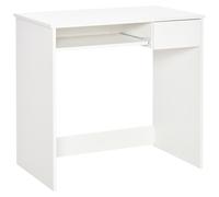 HOMCOM Escritorio de oficina, 80x45x75 cm Escritorio compacto con bandeja para teclado, cajón para documentos, Blanco Aosom España