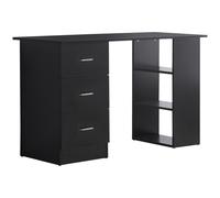 HOMCOM Escritorio de ordenador 3 cajones extraíbles + 3 estantes Tapa grande 120L x 49W x 72H cm MDF Black