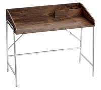 HOMCOM Escritorio, escritorio para ordenador 109 cm con borde de seguridad y estructura de metal, nogal