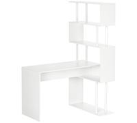 HOMCOM Escritorio esquinero con estantes de almacenamiento, escritorio informático, diseño contemporáneo en forma de L, estantes de madera, 120 x 80 x 176 cm, color blanco