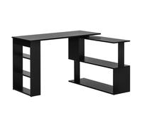 Escritorio en L con Estantería Mesa de Escritorio con Estantes para Oficina Estudio 120x110x74,5 cm Negro Negro