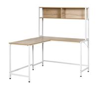 HOMCOM Escritorio Esquinero Mesa de Ordenador en Forma de L Multifuncional con Estantes Altos Espacio Amplio 140x125x149 cm Madera Aosom España