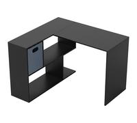 HOMCOM Escritorio Esquinero Moderno con Estantería y Cajón de Tela 110x100x75 cm Negro Aosom España