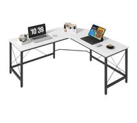 HOMCOM Escritorio Esquinero Moderno con Marco de Acero Carga 70 kg para Oficina Hogar Estudio 150x150x76 cm Blanco