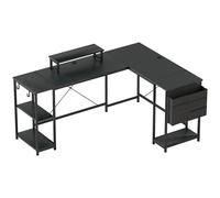 HOMCOM Escritorio esquinero modular reversible 168-240 cm estilo industrial - estante regulable, bolsa de almacenamiento, soporte para monitor Aosom España