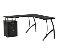 HOMCOM Escritorio Esquinero para Ordenador en Forma de L con 3 Cajones para Oficina Estudio 143,5x143,5x76 cm Negro Aosom España