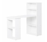 HOMCOM Escritorio Mesa de Cocina con Estante Mesa para Ordenador Mesa de Trabajo Mesa para Ordenador Portátil Estante de Oficina Blanco 120 x 55 x 120 cm White 120l x 55w x 120al cm