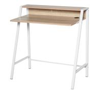 HOMCOM Escritorio Mesa de Ordenador 84x45x85 cm – Encimera de madera, patas de metal, Roble