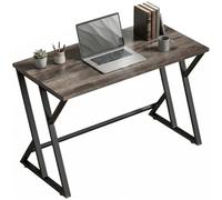 HOMCOM Escritorio para computadora con Base metálica en Z 120x60cm Gris | Escritorio de oficina, aspecto de madera, diseño industrial, para oficina, estudio, dormitorio, espacios pequeños
