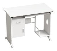 HOMCOM Escritorio para ordenador, 100 x 52 x 75 cm, bandeja deslizante para teclado, cajones y soporte para unidad central, blanco