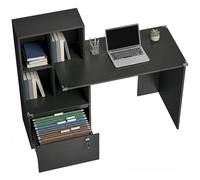 HOMCOM - Escritorio para ordenador con biblioteca de 4 compartimentos y cajón con cerradura con carpetas, patines anticolisión, mesa de ordenador para dormitorio, sala de estudio, 126 x 50 x 109 cm