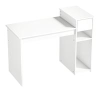 HOMCOM Escritorio para Ordenador con Cajón y Estantería Escritorio con Soporte para Unidad Central 108x50x82 cm Blanco Aosom España