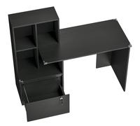 HOMCOM Escritorio para ordenador con estantería de 4 compartimentos y cajón con cerradura, 126 x 50 x 109 cm, negro