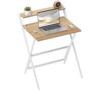 HOMCOM Escritorio Plegable con Estante Monitor, 70 cm, Madera Natural