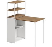 HOMCOM Escritorio Plegable con Estantería con 4 Estantes Mesa de Ordenador para Estudio Oficina Casa 105x60x127 cm Natural Aosom España