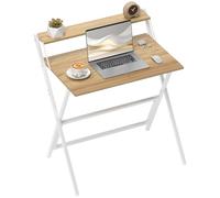 HOMCOM Escritorio plegable para ahorrar espacio con estante para monitor, mesa para ordenador pequeña y plegable de oficina y estudio, de acero, 81,5 x 62 x 86,5 cm, color madera