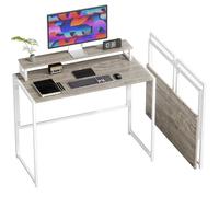 HOMCOM Escritorio Plegable para Computadora, Escritorio con Soporte para Pantalla, Estructura de Acero, Mesa para Computadora para Dormitorio, Sala de Estudio, Espacios Pequeños, 100x48 x cm, Color