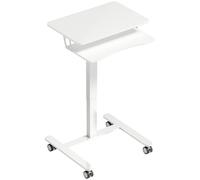 HOMCOM Escritorio regulable sentado-de pie, escritorio móvil con bandeja para teclado, ruedas y estructura de acero, blanco Aosom España