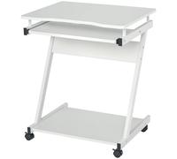 HOMCOM Escritorio rodante para ordenador-Escritorio móvil-Mesa para ordenador-Tableta deslizante para teclado + estante-Blanco Marfil