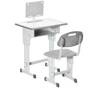 HOMCOM Escritorio y Silla Infantil Ajustables con Cajón y Estante para Libros para Niños +6 Años Gris Aosom España