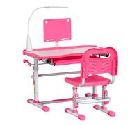 HomCom Escritorio y silla para +6 años – Altura ajustable e inclinable – 80x49,5x82-104 cm Rosa