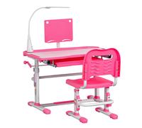 HomCom Escritorio y silla para +6 años – Altura ajustable e inclinable – 80x49,5x82-104 cm Rosa