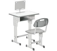 HOMCOM Escritorio y silla para niño con soporte de lectura, gancho y portabolígrafos - altura ajustable - 60x45x90-10