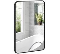 HOMCOM Espejo de Baño 60x80 cm Espejo de Pared Decorativo con Marco de Metal y Gancho Fácil Instalación para Salón Entrada Pasillo Negro
