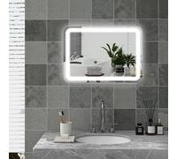 HOMCOM Espejo de Baño con Luces LED 50x70 cm Antivaho Horizontal/Vertical