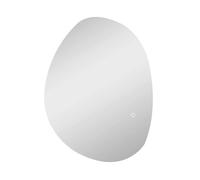 Homcom espejo de baño con luz led 70x50 cm, espejo de pared sin marco, con 3 colores de luz, brillo regulable, función antivaho, función de memoria, forma irregular, interruptor táctil, ip44
