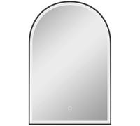 HOMCOM Espejo de Baño con Luz LED 90x60 cm Mural 3 Colores Arqueado Marco de Aluminio Desempañado e Interruptor Táctil Aosom España