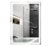 HOMCOM Espejo de baño, Espejo de baño con luz LED, Espejo de pared 70 x 50 cm, Espejo con luz antivaho y interruptor táctil, IP44 Silver 50l x 70w x 4h cm