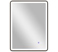 HOMCOM Espejo de baño LED antivaho espejo de maquillaje regulable con iluminación 80 x 60 cm marco negro Aosom España