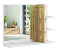 HOMCOM Espejo de Baño Moderno Espejo de Pared Rectangular con 4 Estantes de Almacenamiento para Maquillaje Tocador Vestidor 45x15x58,5 cm Blanco White 45x15x58.5cm