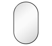 HOMCOM Espejo de Baño Ovalado 40x70 cm con Marco de Aluminio Espejo de Pared Decorativo Horizontal o Vertical para Salón Entrada Pasillo Negro