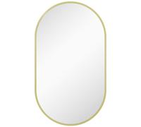 HOMCOM Espejo de Baño Ovalado 40x70 cm Espejo Decorativo de Pared con Marco de Aluminio para Salón Horizontal o Vertical Dorado