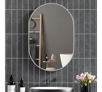 HOMCOM Espejo de Baño Ovalado 60x90 cm con Marco de Aluminio Espejo de Pared Decorativo Horizontal o Vertical para Salón Entrada Pasillo Plata