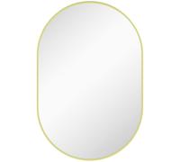 HOMCOM Espejo de Baño Ovalado 60x90 cm Espejo Decorativo de Pared con Marco de Aluminio para Salón Horizontal o Vertical Dorado