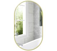 HOMCOM Espejo de Baño Ovalado Espejo Decorativo de Pared con Marco de Aluminio para Salón Horizontal o Vertical Dorado Negro